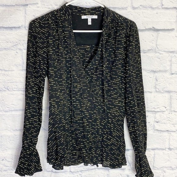 Derek Lam 10 Crosby black silk tie neck top size 4 - Picture 1 of 9